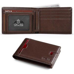 Men's Chocolate Premium Vegan Leather Wallet Slim Blocking Credit Card Design